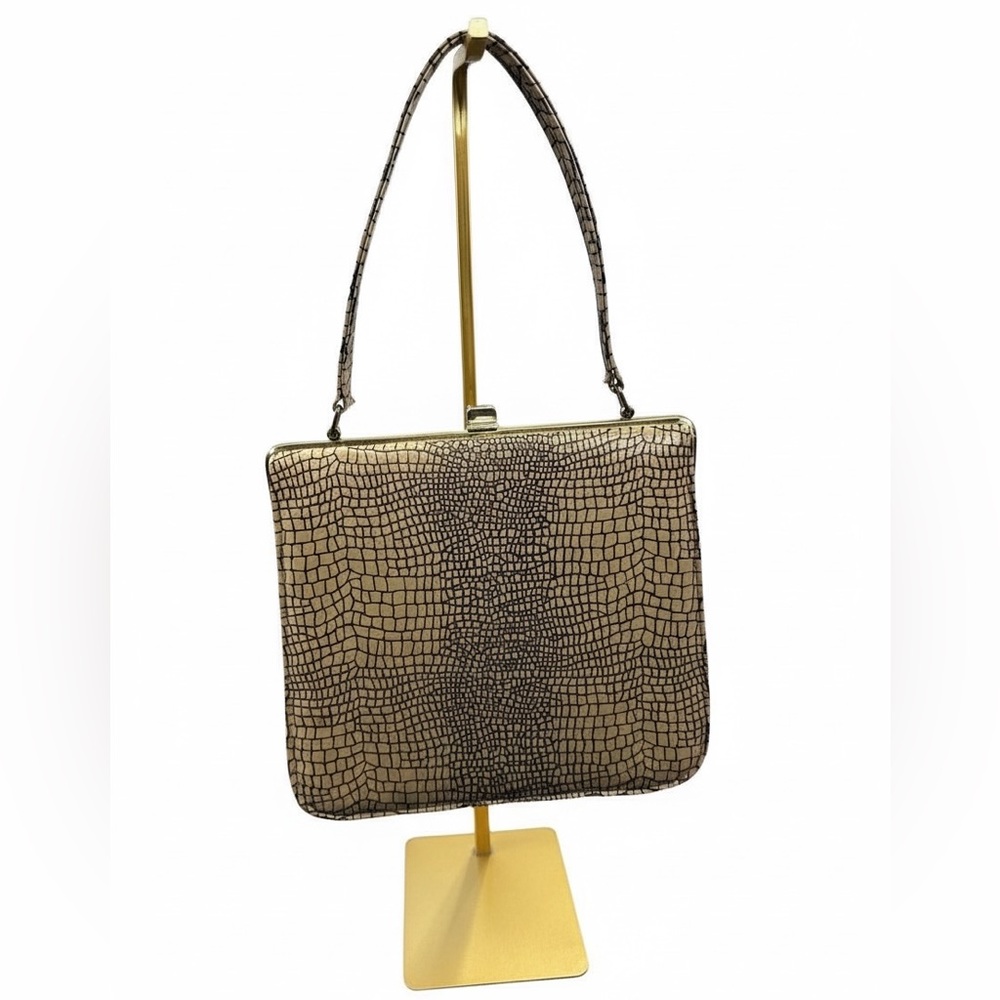 Vintage‎ Taupe Toned Crocodile Pattern Handbag